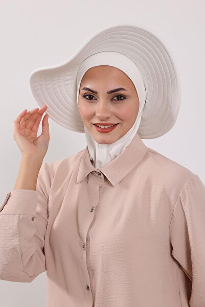 Aisha's Design Ninja Bone Turban with Detachable Bow on the Back, S-5, Cream