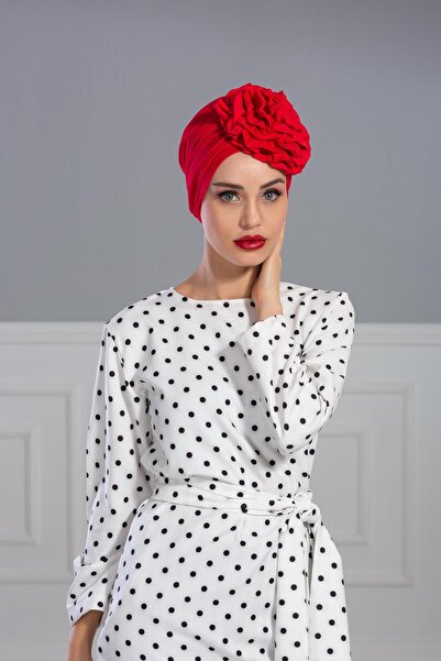 Aisha's Design Rose Combed Cotton Bonnet, B-21, Red