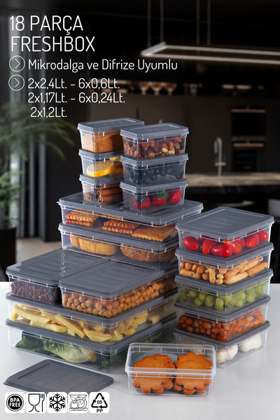 Nandy Home Freshbox Set of 18 - Storage Container Suitable for Microwave and Diffraction
