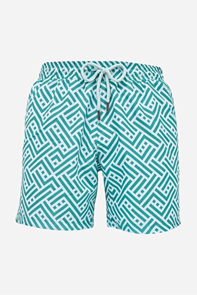 Tudors شورت سباحة للرجال ذو مقاس قياسي وبطانة شبكية سريع الجفاف منقوش باللوني...