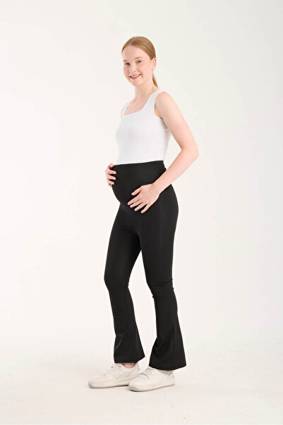BANEGA Spanish Leg Adjustable High Waist Stretchy Recovery and Firming Black Maternity Leggings