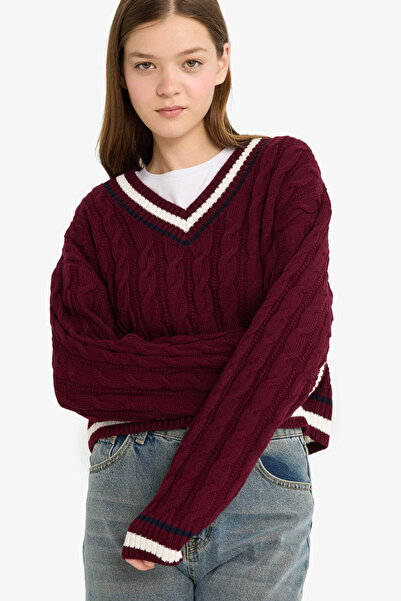 DeFacto Burgundy Women's Sweater C7321Ax/Br456