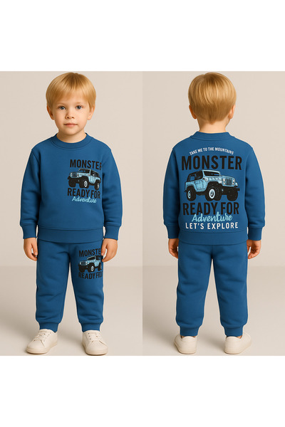 KGN GİYİM Boys' Tracksuit Set Bottom Top Sweatpants Cotton Fabric