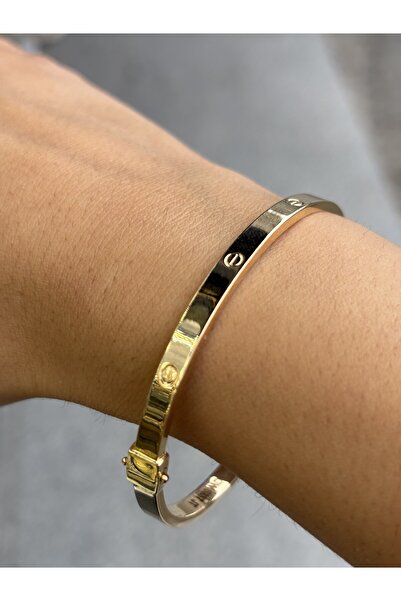 Has Kuyumcum 14 Ayar Altın Vidalı 4 Milim Kelepçe