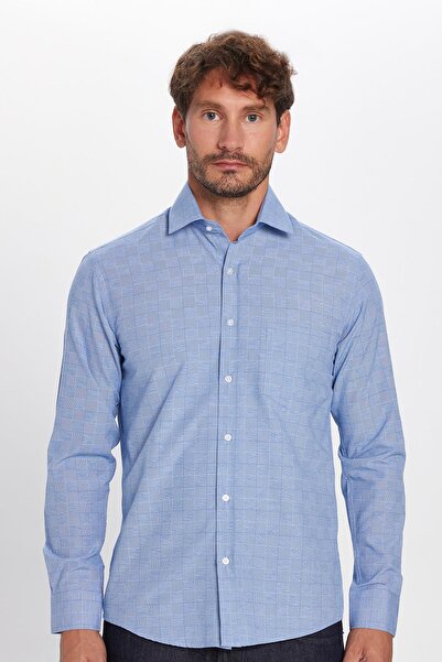 Tudors Ανδρικό πουκάμισο μακρυμάνικο Classic Fit, Easy Iron, μπλε ριγέ