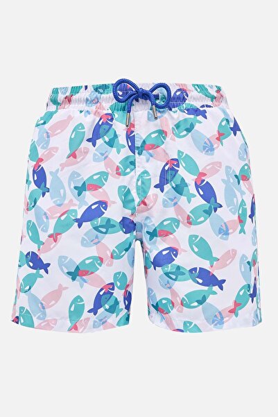 Tudors شورت سباحة للرجال ذو مقاس قياسي وبطانة شبكية سريع الجفاف منقوش