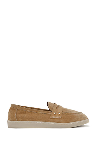 Derimod Дамски бежови обувки с камъни от естествена кожа Penny Loafer Casual ежедневни обувки 25SFD202210