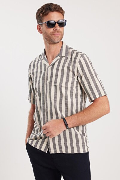 Tudors Cămașă pentru bărbați, cu croiala clasică, cu mânecă scurtă, cu guler ...