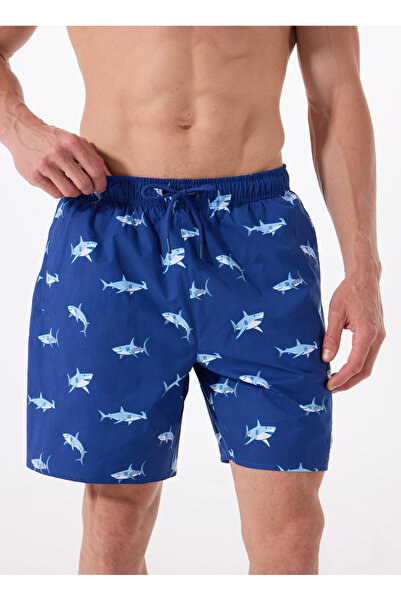 Discovery Expedition D5SM-MY 3402 Lacivert Baskılı Erkek Şort Mayo