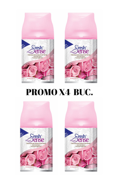 FRESHSENSE Pachet promo 4 bucati -Fresh Sense, odorizant de cameră rezervă, Trandafir, 260 ml