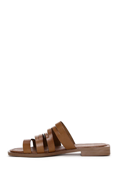 Derimod Women's Tan Flip Flops Leather Slippers 25Sfd 330018