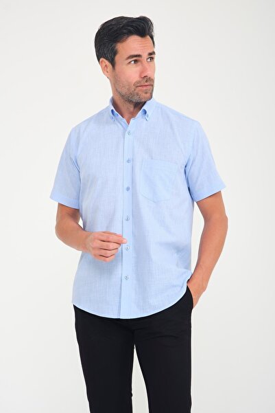 Fitmens Κλασικό κοντομάνικο λινό πέτο με κουμπιά ανδρικό πουκάμισο με κουτί δ...