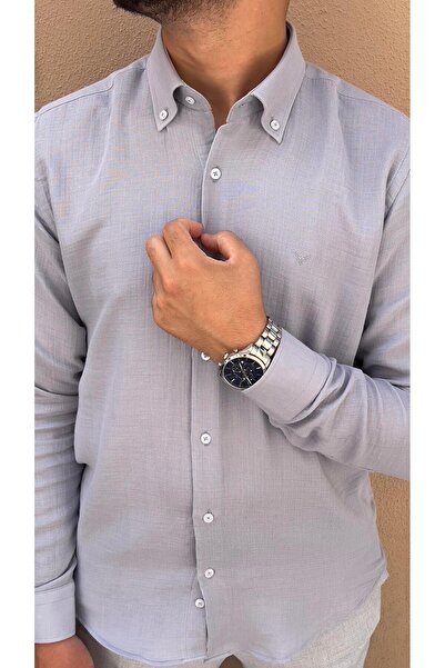 Fitmens Slim Fit Long Sleeve Muslin Cotton Comfortable Breathable Fabric Collar Buttoned Men's Shirt with Gift Box