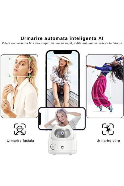 ILA PRODUCT Phone holder with smart tracking, 360° rotation, gesture control, white