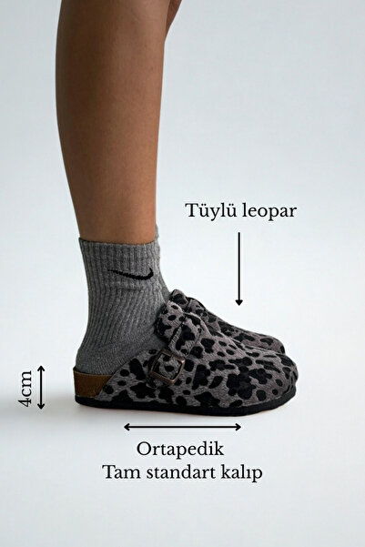 inizio Black Leopard Closed Toe Women's Orthopedic Slippers Gd33