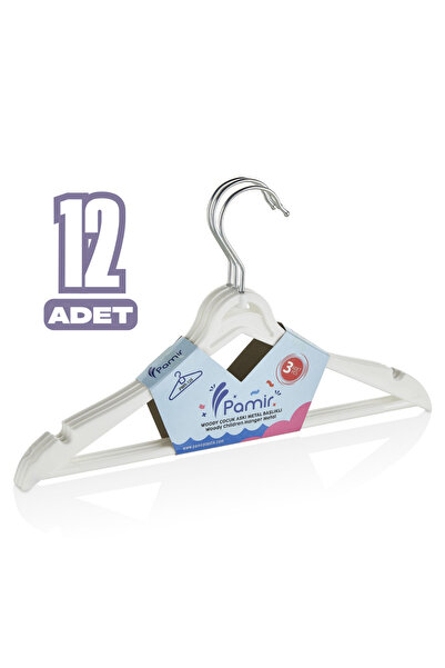 Beray 12 Adet Özel Tasarım Ahşap Görünümlü Çocuk Ve Bebek Kıyafet Askısı Elbi...