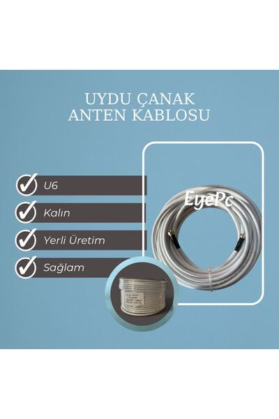 NcpLine Uydu Ve Çanak Anten Kablosu F Konnektörleri Takılı 30 Mt