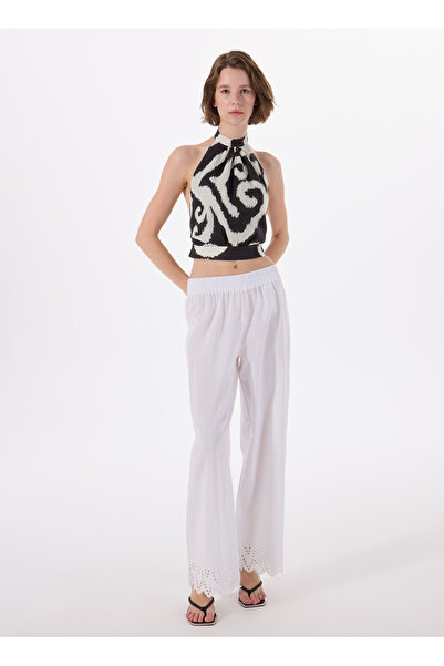 ONLY Orta Bel Normal Beyaz Kadın Pantolon ONLPAULA TULUM EMB PULL-UP PANT WVN