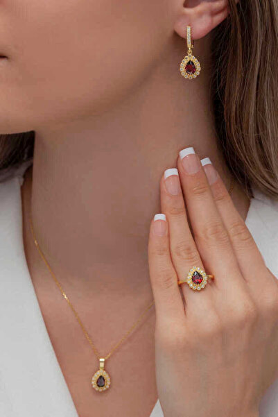 aga kulche Damla Model Gümüş Takı Seti Gold S60GK 925