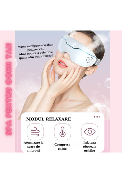 ILA PRODUCT Smart steam massage glasses, eye relaxation, 2 heating levels, USB, white