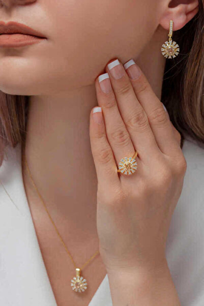 aga kulche Süzme Mitos Gümüş Takı Seti Gold S56GW 925