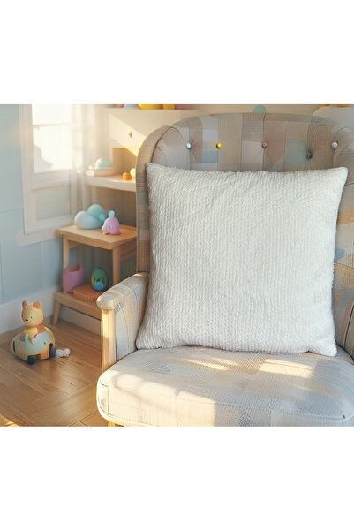 Muhtelif Beyaz Pullu Peluş Dekoratif Yastık - Şık ve Modern Tasarım