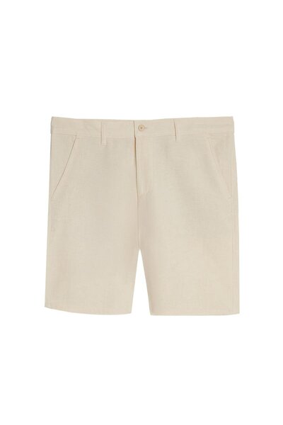 Tudors Erkek Regular Rahat Kesim Yandan Cepli Fermuarlı Bermuda Bej Şort