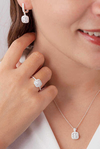 aga kulche Baget Kare Kadın Gümüş SetS50KB 925