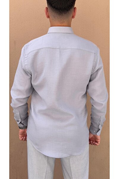 Fitmens Slim Fit Long Sleeve Muslin Cotton Comfortable Breathable Fabric Collar Buttoned Men's Shirt with Gift Box