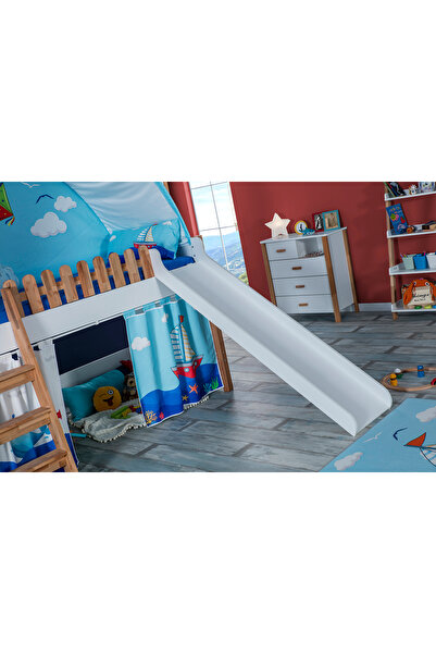 benim odam My House Çocuk Odası Montessori Takımı Kaydıraklı Karyola Ve Mavi Oyun Evi