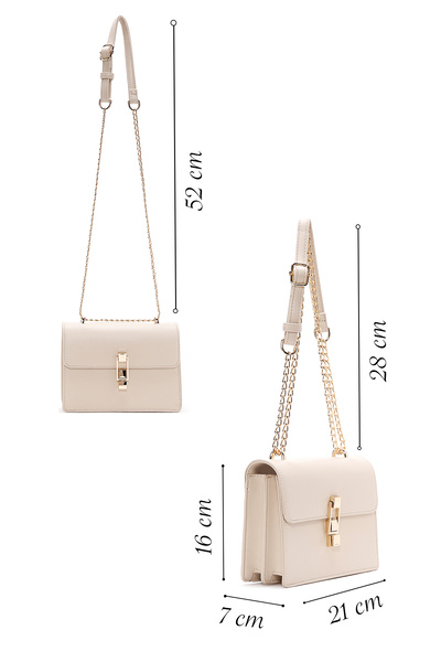 Derimod Women's Cream Long Chain Strap Mini Classic Crossbody Bag 25Sbd 271818