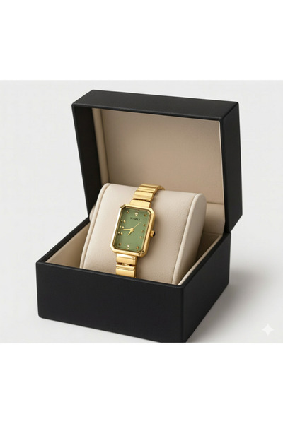 ZODİBA Zarif Model Gold Kadın Saat, Yeşim Kadran Çelik Kadın Kol Saati