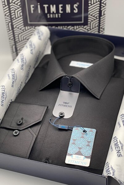 Fitmens قميص رجالي كلاسيكي بأكمام طويلة من الساتان الذهبي مع علبة هدايا FS-00...