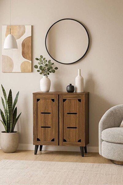 Al Saada Home Multi-Purpose Shoe Cabinet 80×32×94 - Dark Brown