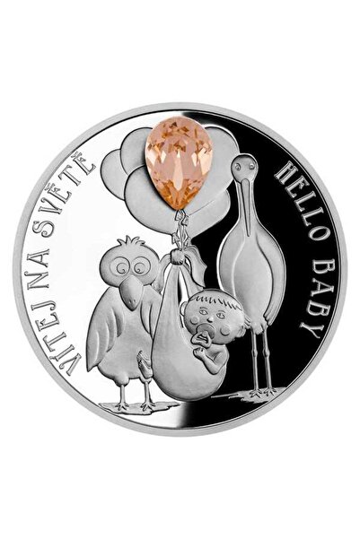 aga kulche Hoş Geldin Bebek Kristal Taşlı 2022 1 Ons Gümüş Madalyon