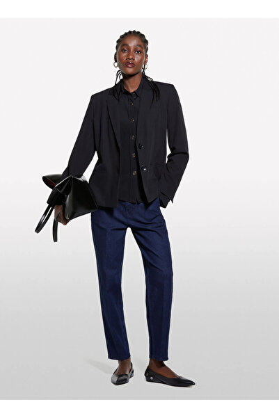 Sisley Slim Fit Classic Collar Black Women's Shirt 5Fntlq08K