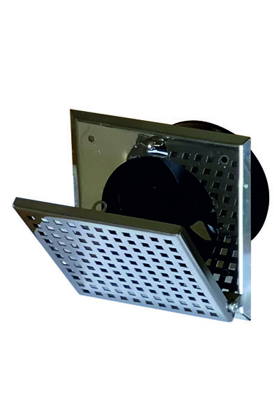 SAKOYA Aspiratör 304 Paslanmaz Kare Delikli, 100 lük baca ve tavan tipi, 100 M3/h, Geri Tepme Klapeli