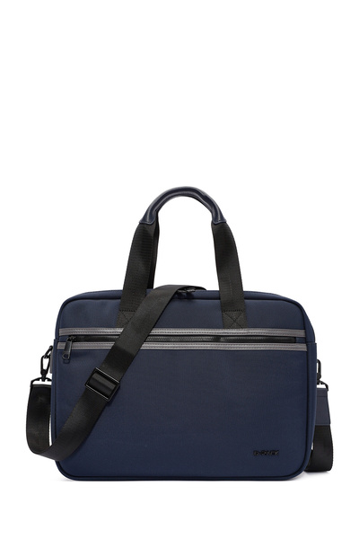 Derimod Servietă din stofă cu curea lungă pentru bărbați D-Pack, albastru marin 24WBD30146F