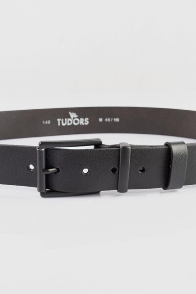 Tudors Чоловічий 100% натуральна шкіра 4 см спортивний чорний ремінь