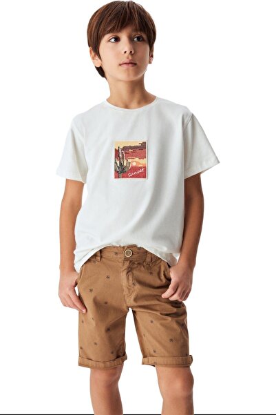 nk kids Boy's Palm Tree Patterned Denim Shorts 64705 Brown