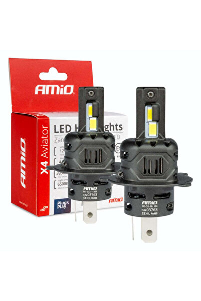 OEM Set de 4 becuri LED seria AVIATOR H4/H19 6500K max 44W AMIO-03763