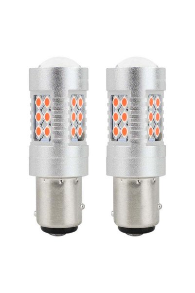 OEM Set de 2 becuri CANBUS 3030 24SMD 1157 BAY15D PR21/5W Roșu 12V 24V AMIO-0...