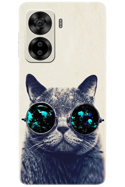 CASPER Via X40 / Via X45 Uyumlu Kılıf Desen Baskılı Silikon Gözlüklü Kedi STK...