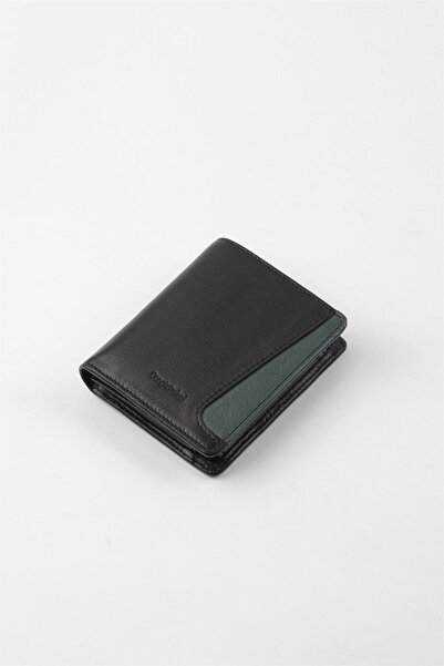 CENGİZ PAKEL Cengizpakel Hakiki Deri Erkek Cüzdan 13681-siyah-yeşil