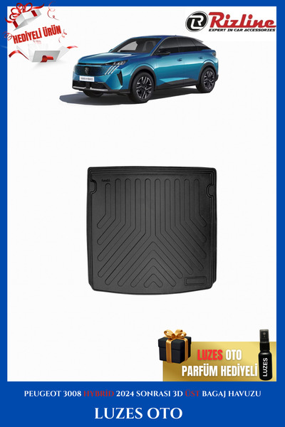 Rizline Peugeot 3008 2024 Sonrası HYBRİD 3D ÜST Bagaj Havuzu 2026 Model Uyumlu