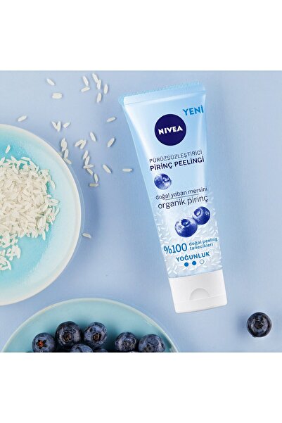 NIVEA Pürüzsüzleştirici Organik Pirinç Yüz Peelingi 75ml, Ölü Deri Arındırıcı Ve Canlandırıcı, Normal Cilt