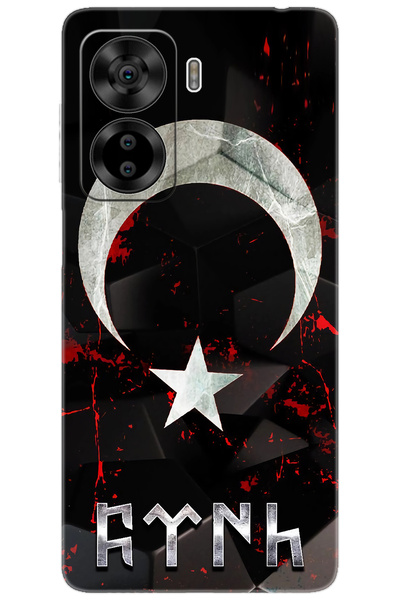 CASPER Via X40 / Via X45 Uyumlu Kılıf Desen Baskılı Silikon Ay Yıldız ve Göktürkçe Türk STK:636 CP-8nrHXQK