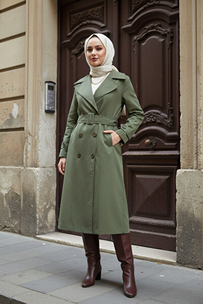 Zeneva Collection Χακί - 100% βαμβάκι, εξαιρετικά μακρύ (120 εκ.) γυναικείο μαντήλι τύπου καμπαρντίνα