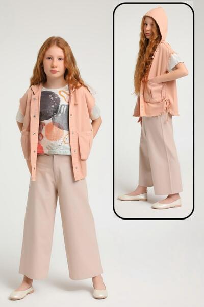 Escabel Girl's Wide Leg High Waist Glitter Pants 3409 Stone Color