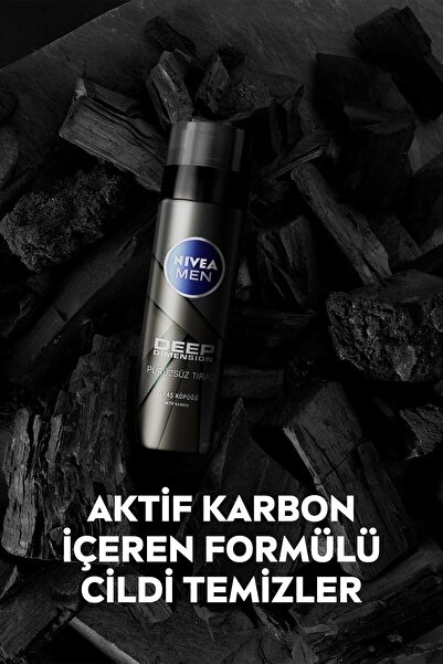 NIVEA MEN Erkek Tıraş Jeli Deep Dimension Aktif Karbon 200ml, Kusursuz ve Kaygan Tıraş, Sakal Temizleyici